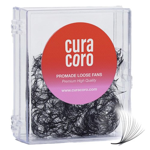 Curacoro Promade 500 Fans - Handmade Volume Promade Eyelashes Fans, 3D To 16D, C CC D DD L M Curl, Thickness 0.03~0.1mm, 8-20mm Length, Professional Long-Lasting Promade Lash Fans (9D-0.05 CC, 10 mm)