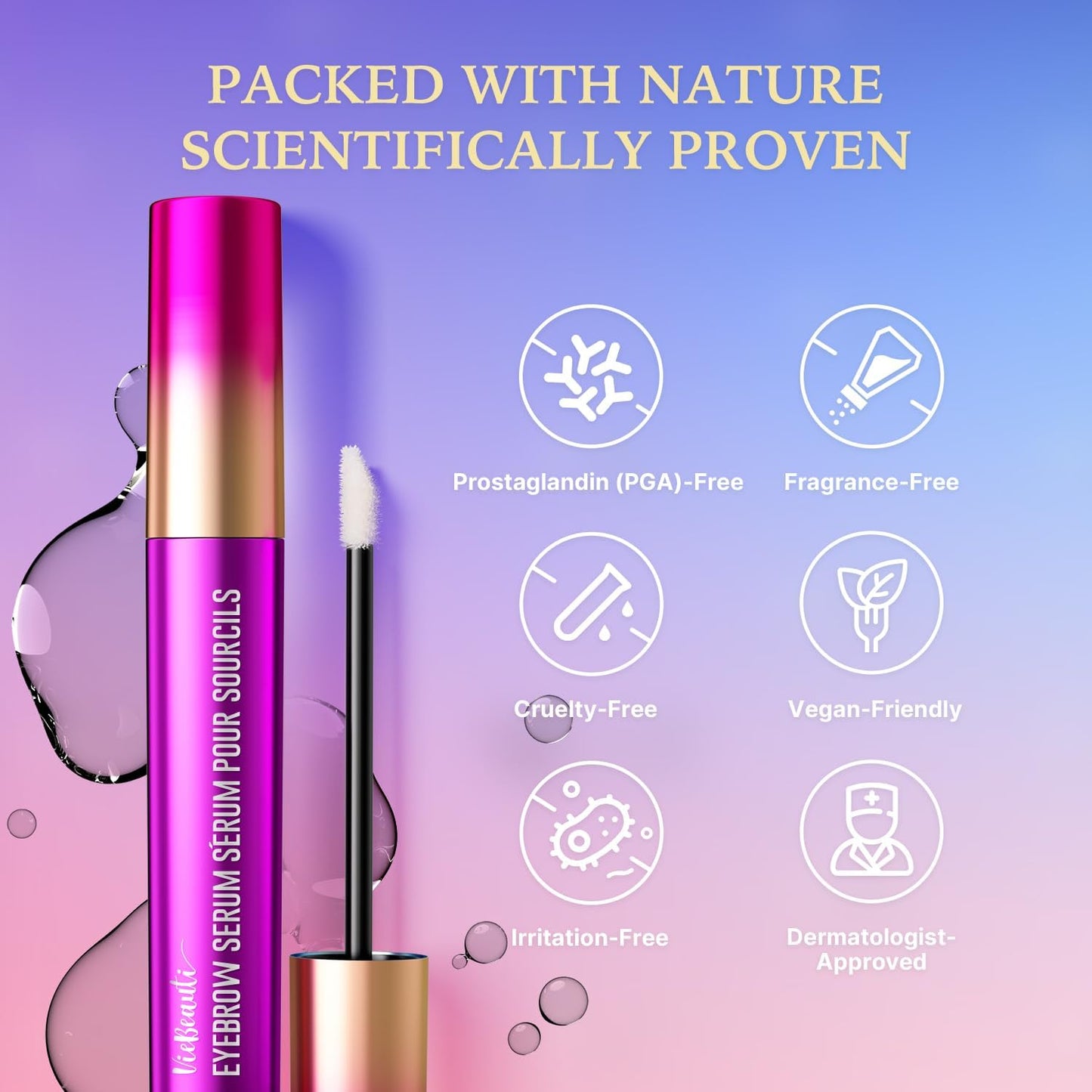 VieBeauti Eyebrow Growth Serum 3mL – Brow Serum for Fuller & Thicker Looking Brows, Advanced Nourishing Formula, Vegan & Cruelty-Free, Gentle for Sensitive Skin