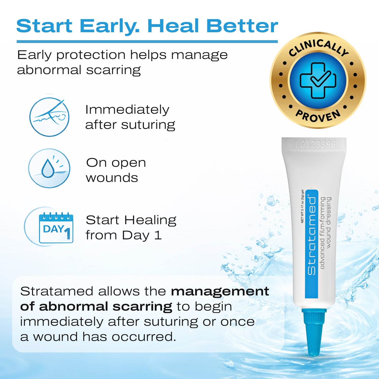 Stratamed Advanced Film-Forming Wound Dressing | Forms a Flexible Protective Layer Over Open Wounds & Damaged Skin | for Faster Healing and Early Abnormal Scar Management | 5g (0.17oz)