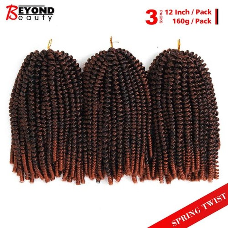 12 inch Spring Twist Crochet Braids Hair for Butterfly Locs Bomb Twist Crochet Hair Beyond Beauty Ombre Colors Synthetic Fluffy Hair Extension 3 Packs(12 Inch, M1B 350)