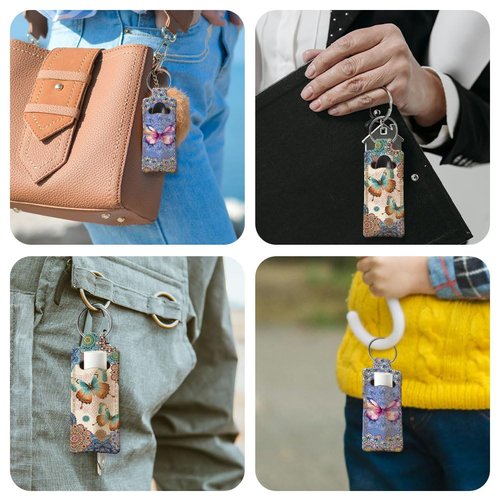 OLYCRAFT 2pcs Lipstick Holder Keychain Mandala Lip Balm Holders Elastic Diving Fabric Lipstick Keychains Portable Lipstick Holder Bags Lipstick Sleeve Key Ring Holder for Lipstick Chapstick