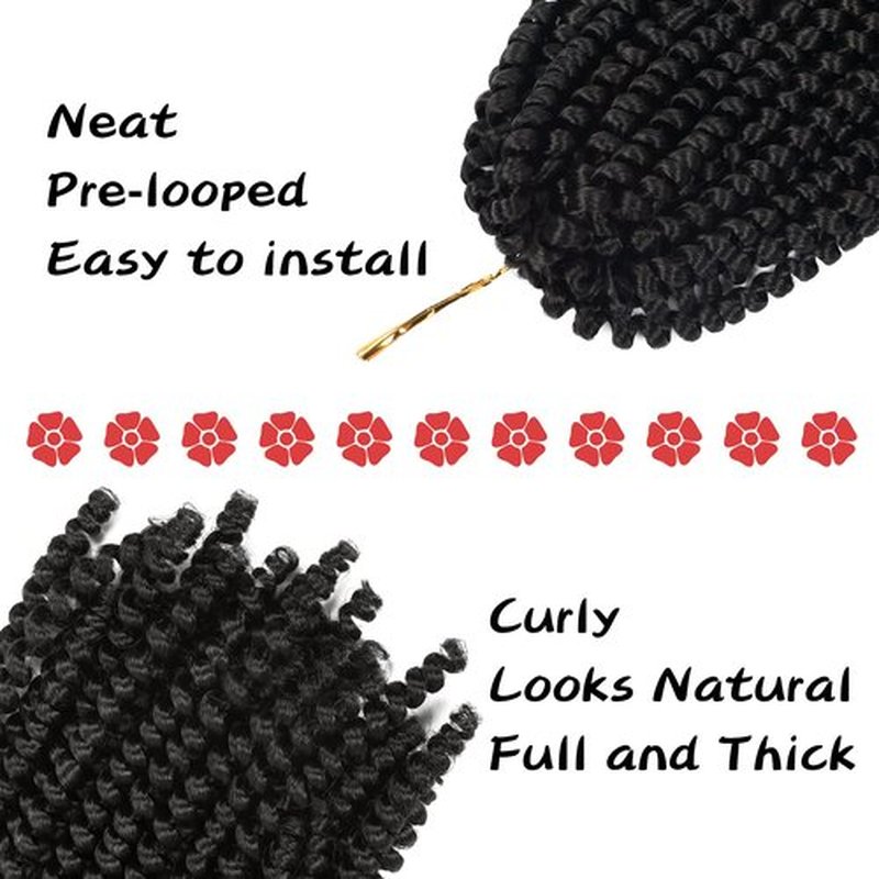 Bileaf 5 Packs Spring Twist Hair 8 Inch Fluffy Spring Twist Crochet Braiding Bomb Twist Ombre Colors Hair Extensions for Butterfly Locs #1