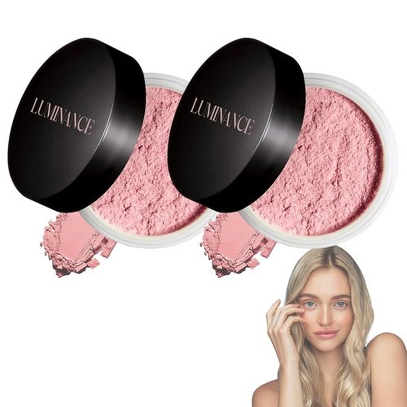 Luminance Pink Powder,Ultra Pink Setting Powder,Long-Lasting Waterproof Foundation,Skin Tone Adapting Blurring Powder for Flawless Beauty (2pcs)