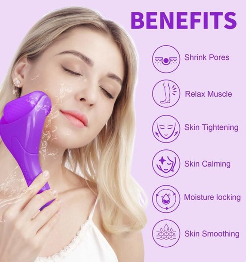 CUPID CARE Ice Roller for Face [2-Rollers], Ice Face Roller Facial Roller Massager for Beauty, Face Roller Skin Care Women Gifts | Purple