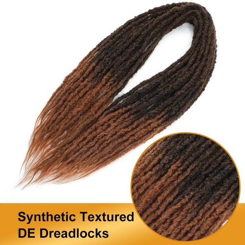 Aguacor Synthetic Textured Dreadlocks Straight Double Ended Dreadlock Extensions with Texture 20inches 25 Strands Thin Soft DE Dreadlock Extensions for Women (25 Strands, 1B/30)