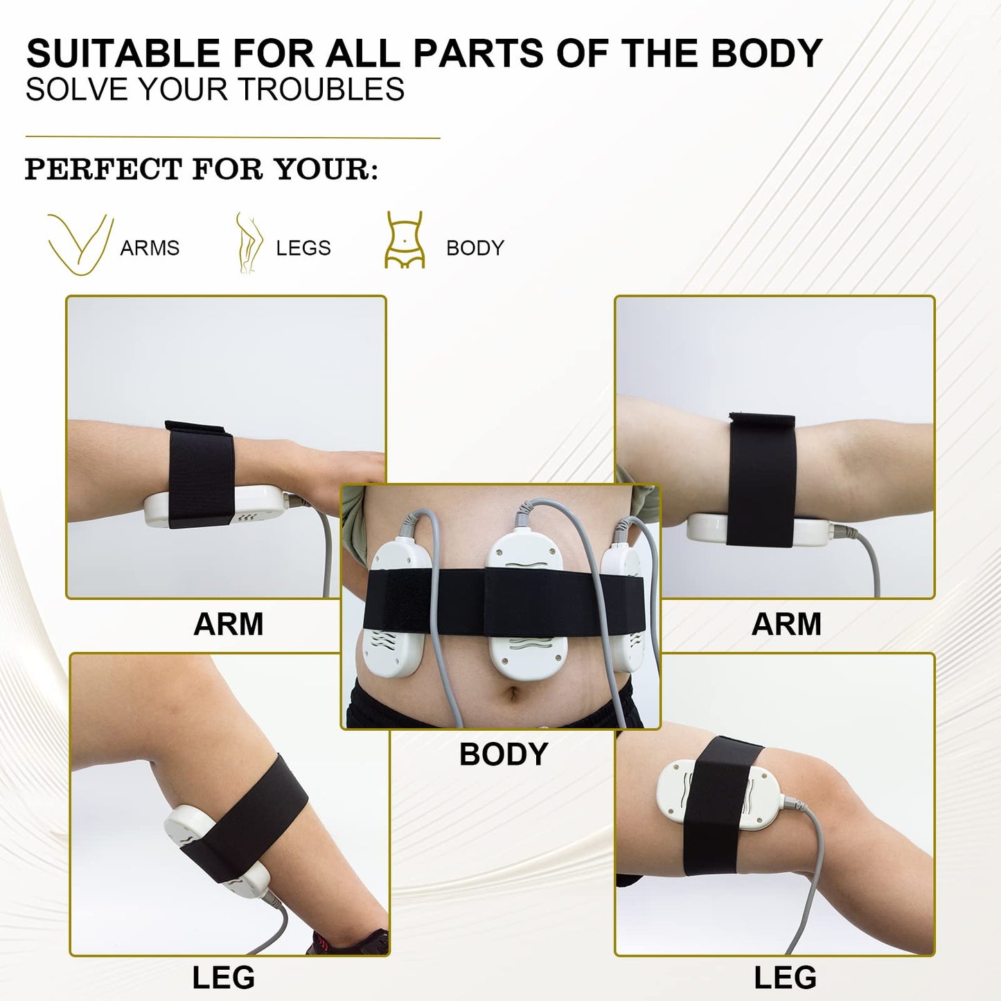 Elitzia Elastic Bandages 6-Pack for Lipo Machine Pads - 3 Sizes (21.85/19.4/12.9 Inch) | High-Density Fabric Straps, Body Contouring, Multi-Use Beauty Device Accessories ET2021P