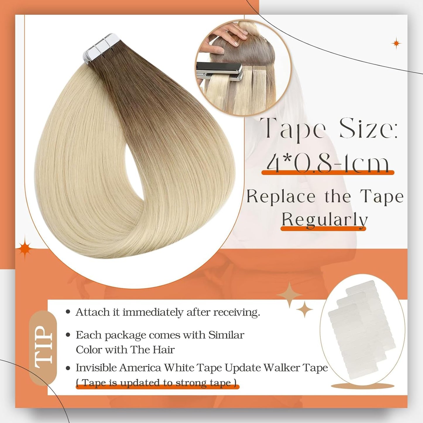 Full Shine Tape in Hair Extensions Human Hair Color 3/8/613 Tape in Extensions 12 Inch Short Hair Extensions Tape in 30 Gram Seamless Tape in Hair Extensions Real Human Hair 20Pcs Straight Hair