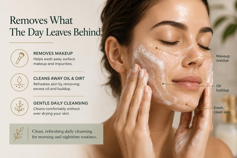 EARTHEN Daily Facial Cleanser Sulfate Free Face Wash for Women & Men, Gentle Vegan Facial Cleanser for Sensitive Skin, Removes Makeup, Oil & Dirt Without Over Drying, Daily AM PM Skincare, 3 oz