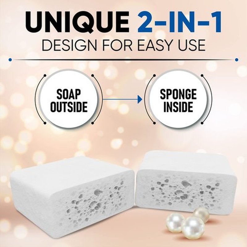 T.Taio Esponjabon Mother of Pearl Soap Sponge - Refreshing Shower Scrubber for Bath Wash & Oil Removal - Bathroom Necessities with Invigorating Scents - Mini Pearl Included