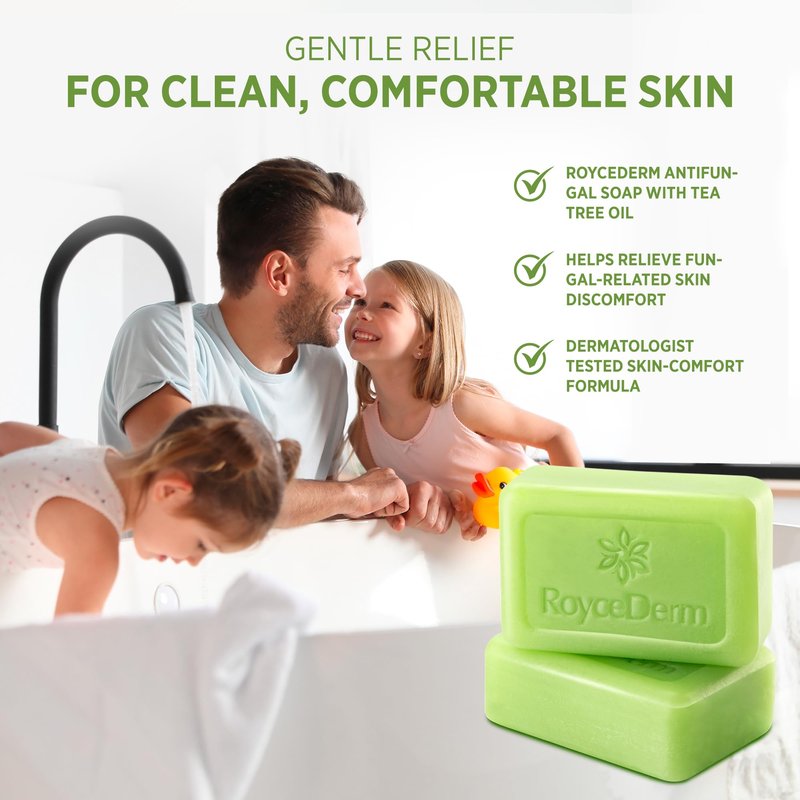 Roycederm Antifungal Bar Soap - Tea tree Oil Soap - Athlete’s Foot Treatment for Jock Itch & Ringworm - Tea Tree Oil Scent, 4 Pack