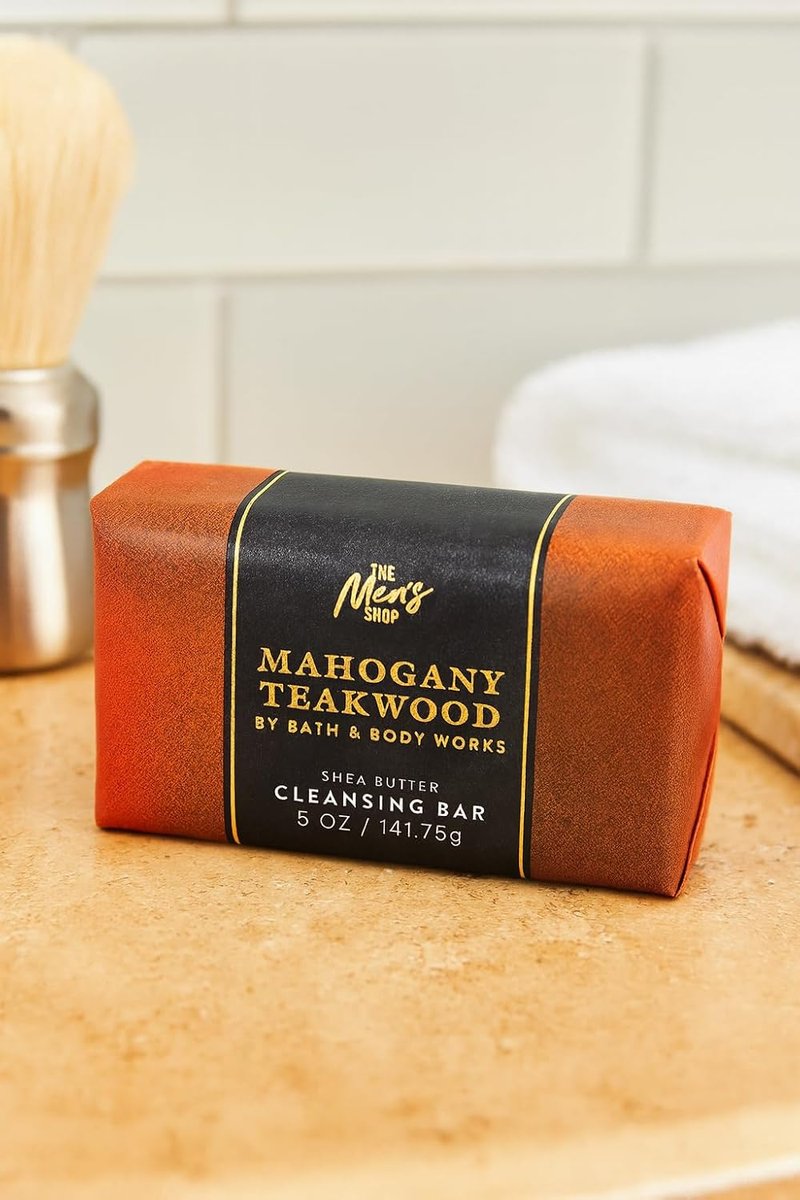 Mahogany Teakwood Shea Butter Cleansing Bar - Luxurious 3-Pack | 5 oz Each, Oak & Lavender Scent