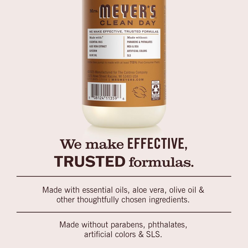 MRS. MEYER'S CLEAN DAY Hand Soap, Acorn Spice Scent, 12.5 Fl Oz Bottle - 3 Pack