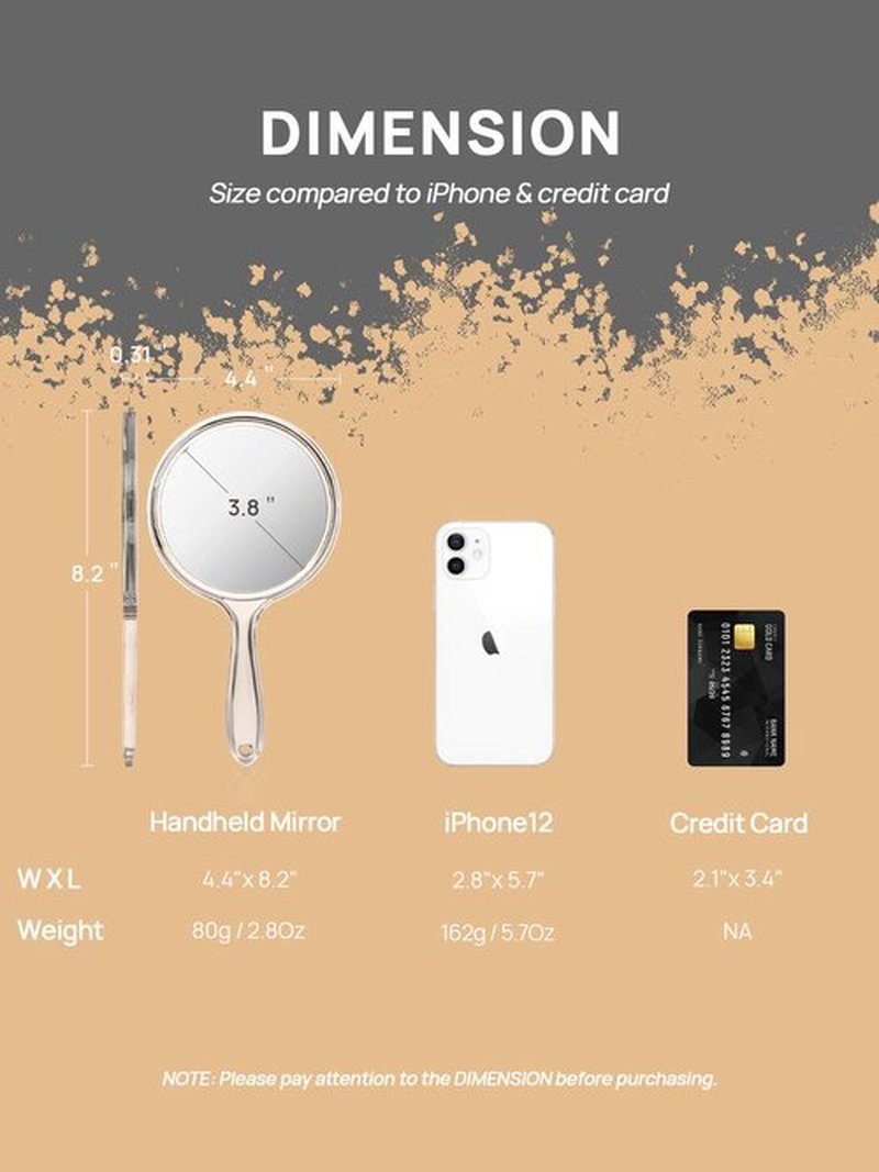 OMIRO Hand Mirror, Double-Sided Handheld Mirror 1X/3X Magnifying Mirror with Handle, Set of 12 (Clear)