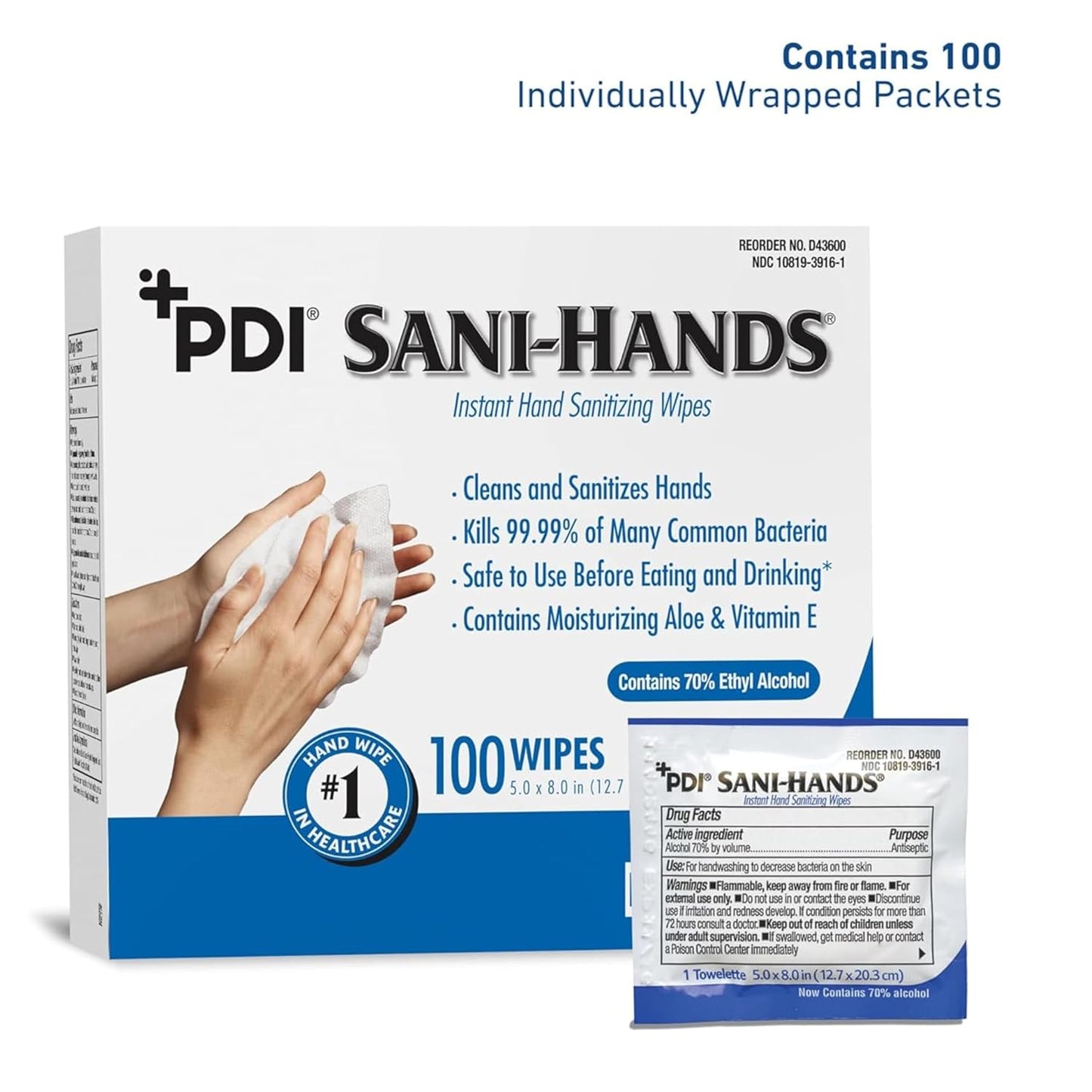 Hand Sanitizer Wipes - 100 Packets for On-the-Go Cleanliness | Moisturizing Formula