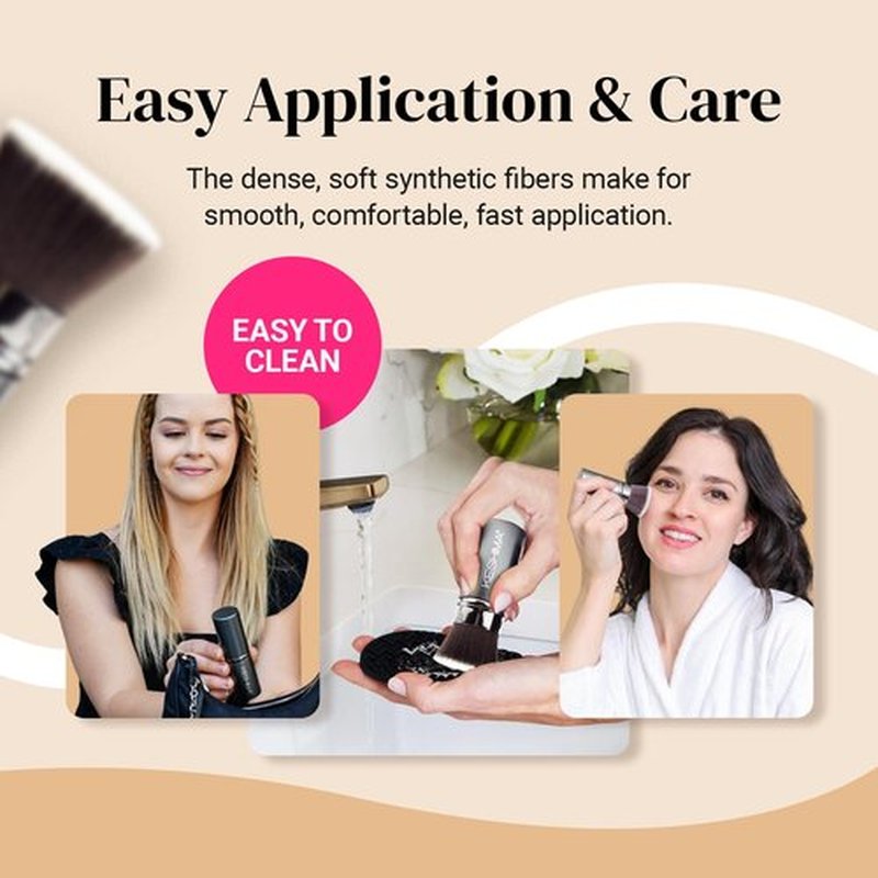 Flat Top Retractable Makeup Brush by Keshima - Premium Retractable Kabuki Brush, Blush Brush, Foundation Brush for Liquid Makeup, Powder and Cream