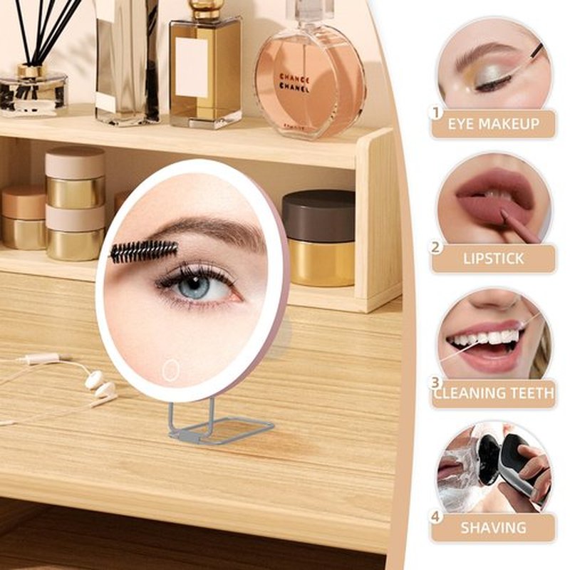 30X Magnifying Mirror with Light, 6'' Makeup Magnifying Mirror, Lighted Makeup Mirror with Magnification 30x Travel Magnifying Mirror, 30X High Magnifying Mirror with 3 Suction Cups & Adjustable Stand