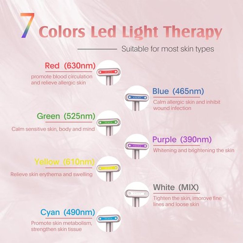 Fxtiaa Red-Light-Therapy-Wand, 7 Colors LED Facial Light Therapy Wand for Face and Neck Rejuvenation, Face Massager Eye Beauty Tool at Home