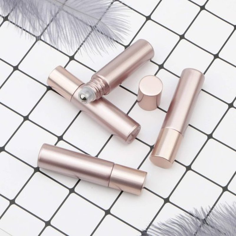 Kesell 14 Pack 10ml Matte rose gold Essential Oil Roller Bottles with Stainless Steel Balls for Perfume Aromatherapy Oils 1 Funnels + 1 Opener