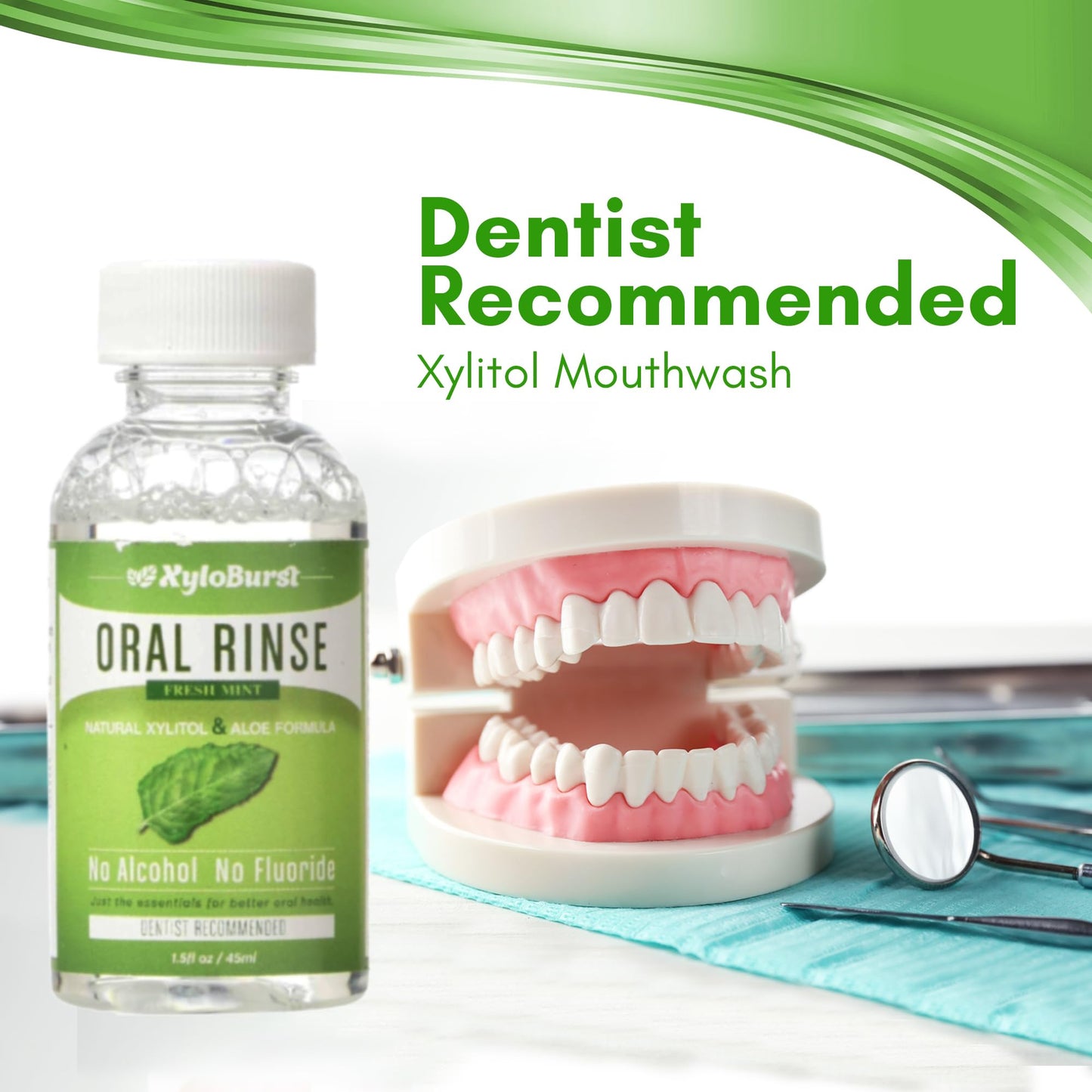 Xyloburst Oral Rinse Mouthwash - Natural Xylitol Mouthwash | Fluoride Free Mouth Wash | Alcohol Free Mouthwash | Fresh Mint Mouth Rinse | SLS Free | Travel 10-Pack