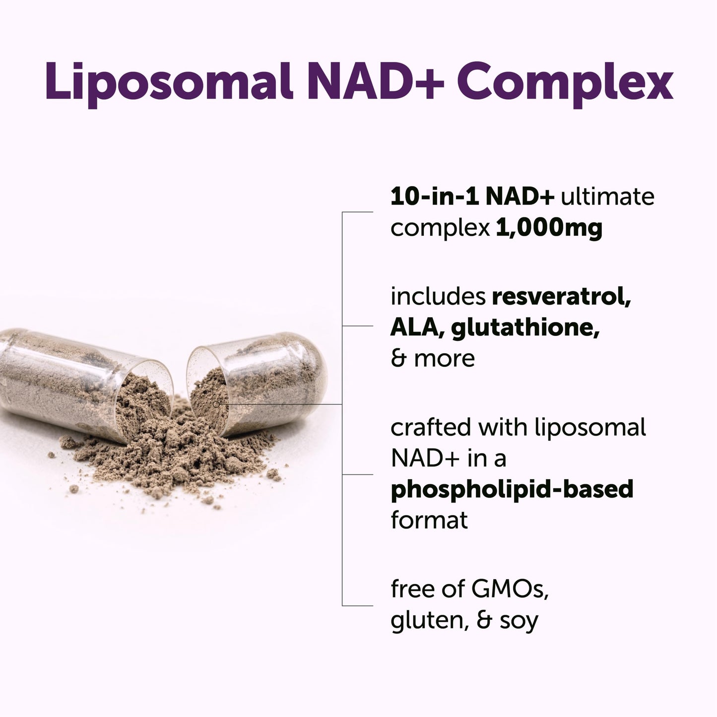 Micro Ingredients Liposomal NAD+ Ultimate Complex 1,000mg | 60 Veggie Capsules | NMN Pathway Formula | 10-in-1 with Resveratrol, Glutathione, & Astaxanthin | NAD Supplement for Women & Men