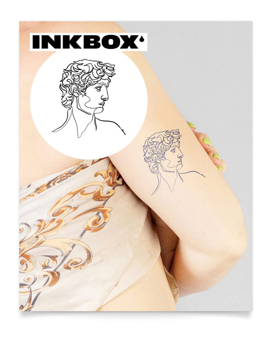 Inkbox Temporary Tattoos, Semi-Permanent Tattoo, One Premium Easy Long Lasting, Water-Resistant Temp Tattoo with For Now Ink - Lasts 1-2 Weeks, The David, 4 x 4 in