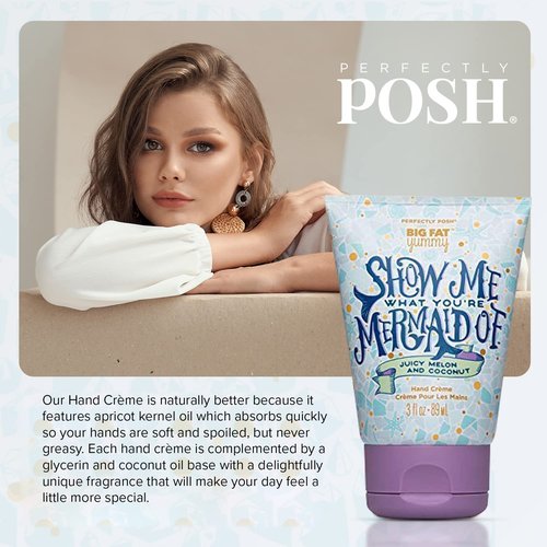 Perfectly Posh Hand Cream 89 ml, Show Me What You're Mermaid Of Hand Moisturizer-BFYHC, Naturally Pampering Hand Lotion, with Mermagical Blend of Melon and Coconut Fragrance, Hand lotion for Dry Hands
