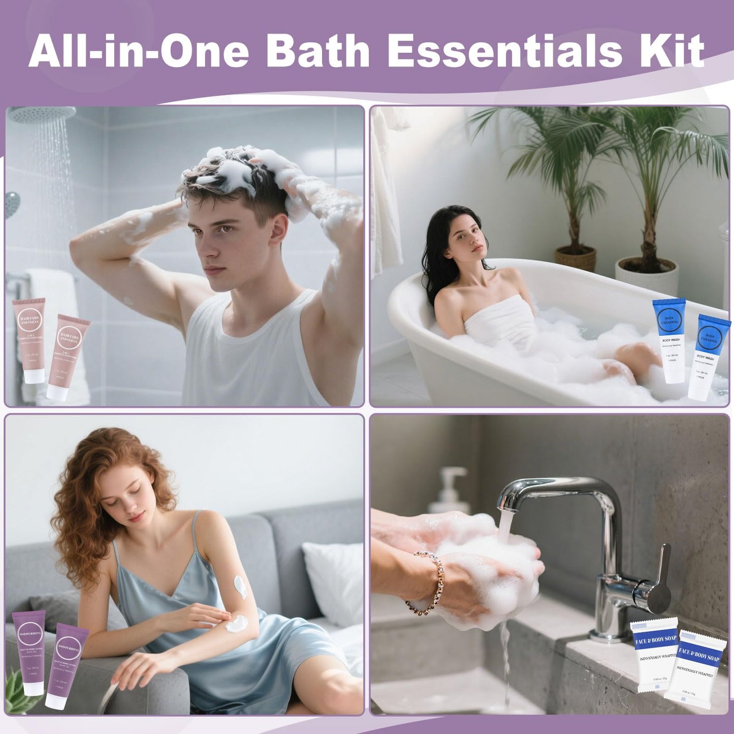 Travel Size Toiletries Set Bulk, Individually Wrapped 1 oz Mini Body Lotion Shampoo & Conditioner Body Wash 0.88 oz Bars Soap Toiletry Kit Guest Amenities for Hotel/Shelter/Homeless/Charity (160 Pack)