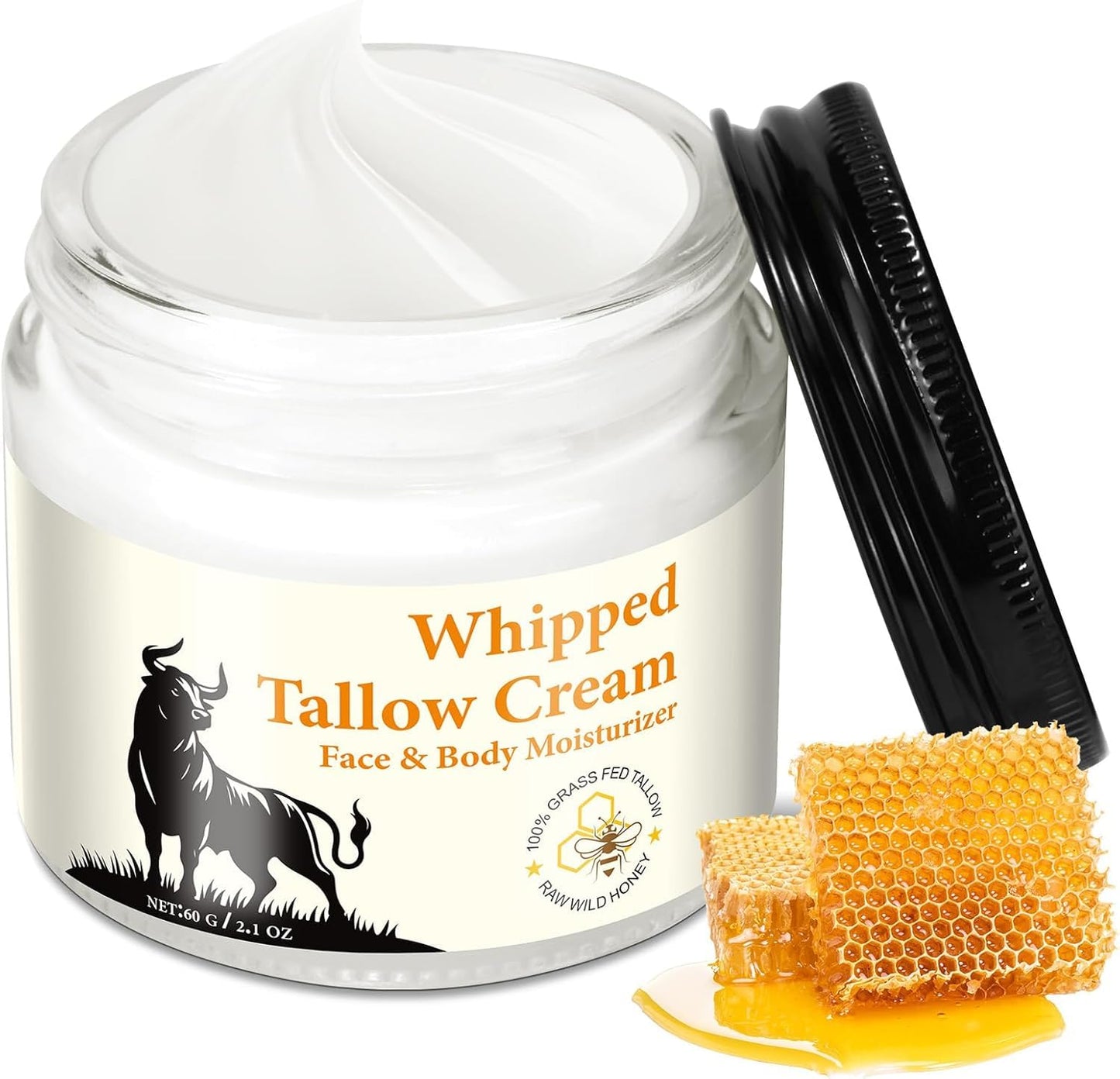 Cebo de Res para la Cara Original, Sebo de Res para la Cara, Bálsamo de Sebo de Vacuno Ecológico Alimentado Con Pasto para Una Piel Tersa Hidratante Totalmente Natural, 2.1oz/60g