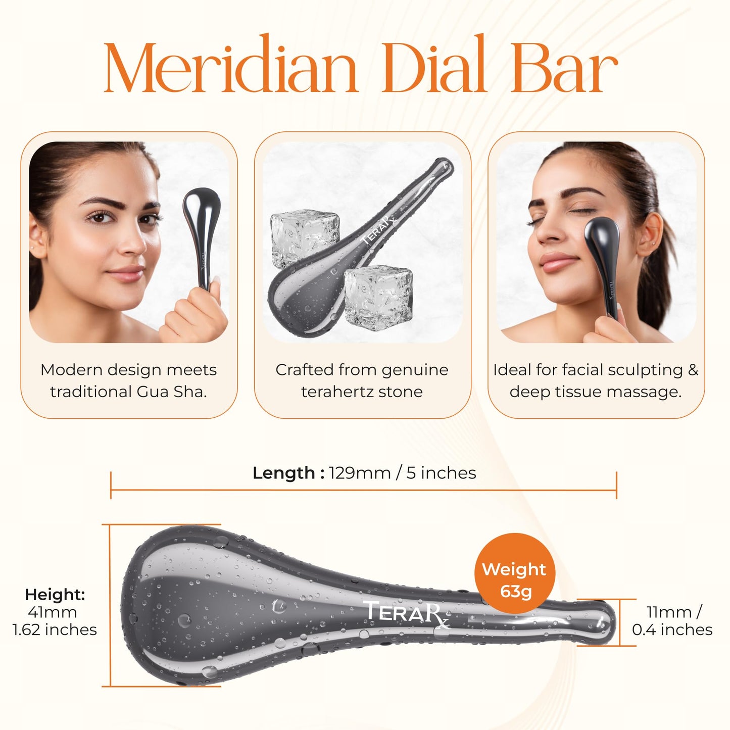 TeraRX® Terahertz Stone Meridian Dial Bar Tool – Authentic Terahertz Gua Sha Facial Tool with Acupressure Tip for Face, Neck, Back & Body – Energy Stone Scraping Tools for Circulation & Relaxation