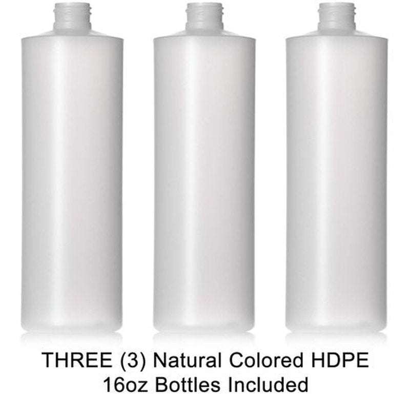 Aromine 16oz Natural Color HDPE Squeeze Bottles with Disc Cap and Squirt Cap (3 Pack) (16oz)