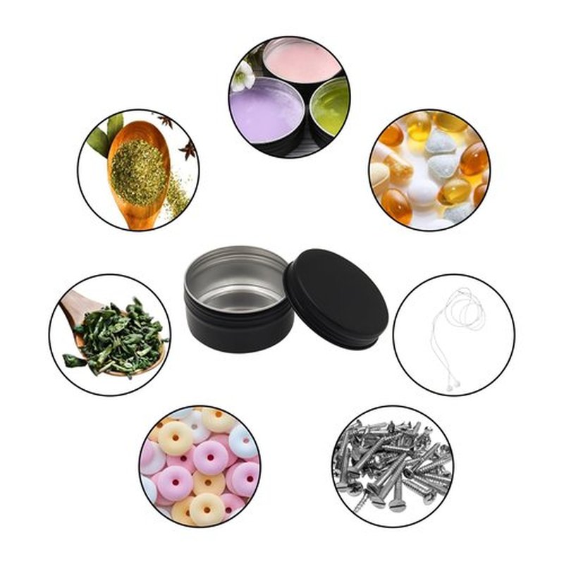 Aluminum Tin Jars Containers,ULIFESTAR Leak Proof Cosmetic Tin Jars Containers,Round Tin Cans with Lids,10PCS Black Cosmetic Sample Refillable Containers for Spice (5.3 ounces 83*38mm/3.26*1.49")