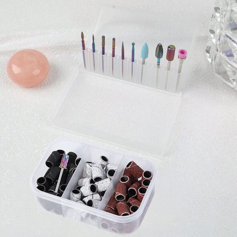 BQAN Nail Drill Bits, 10Pcs 3/32 in Carbide Professional Drill Bit Set for Nail Tech, Remove Acrylic Gel Nails, Manicure with 75Pcs File Sanding Bands (#80#120#180 Grits)