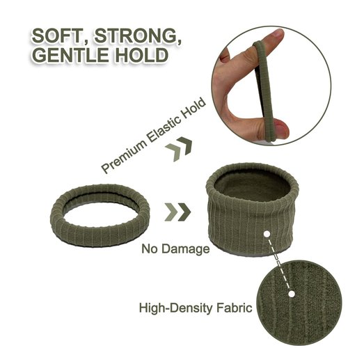 Jseng 10Packs Seamless Hair Ties for Women - No Damage Elastic Ponytail Holders Hair Accessories for Thick Curly Hair - Forest Green