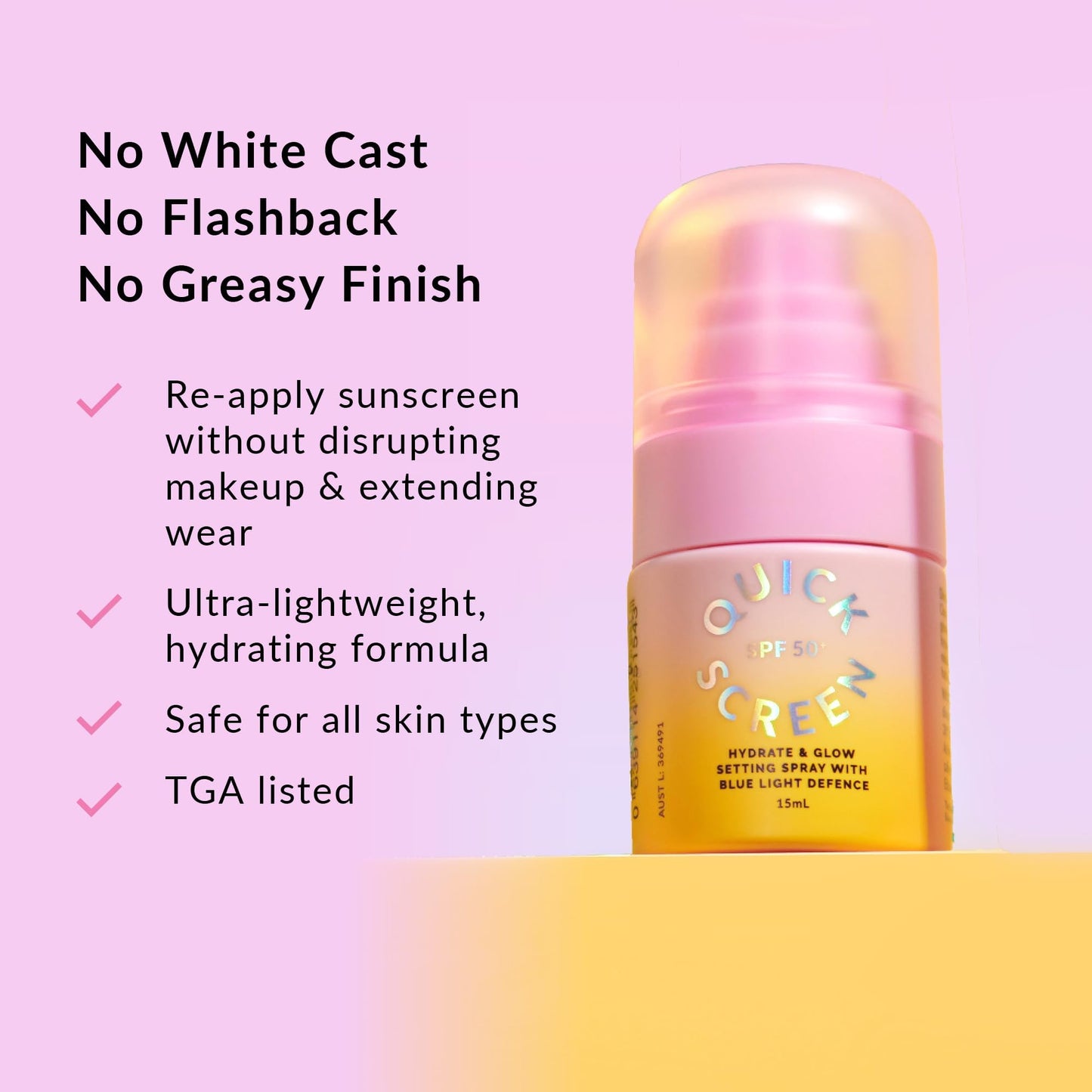 THE QUICK FLICK Sunscreen Prep 3-in-1 SPF 50+ Moisturizer, Primer & Blue Light Defense | Ultra-Lightweight, Fast Absorbing & Non-Greasy | Hydrating Setting Spray for Makeup | No White Cast | 15ml