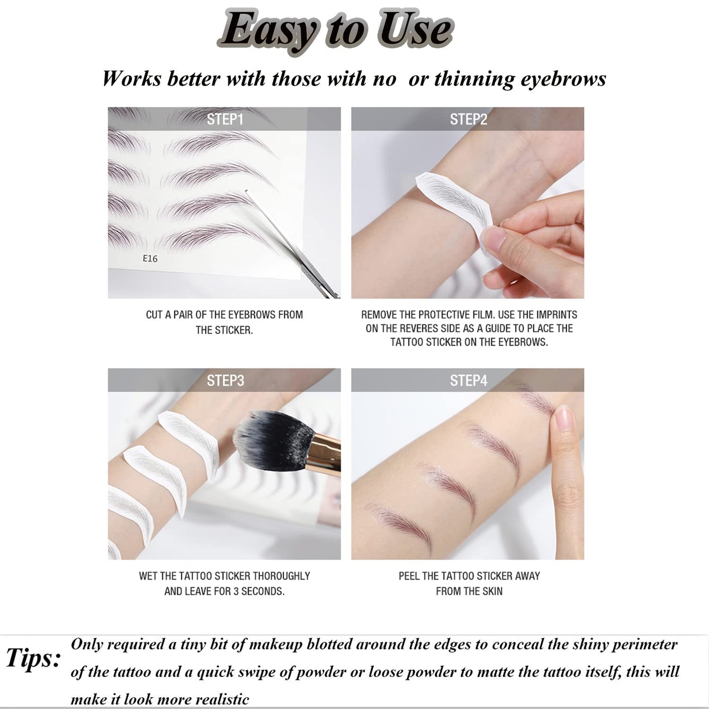 77Pairs 4D Hair-Like Eyebrow Tattoo Stickers Waterproof Natural Fake Eyebrow Stickers,Long Lasting Eyebrow Grooming Shaping Perfect for Women and Girls (Light Brown)