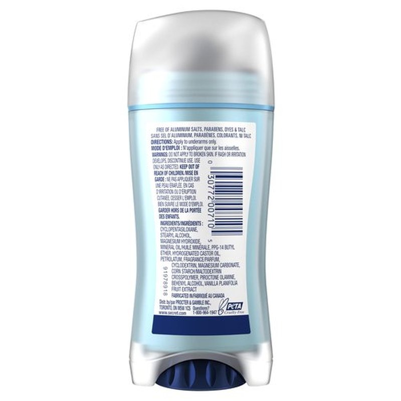 Secret Aluminum Free Deodorant for Women, Vanilla, 2.4 oz (Pack of 3)