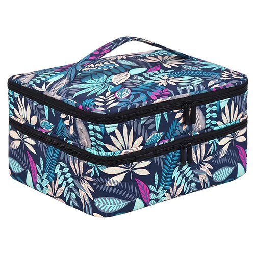 LYFFXYH Nail Polish Carrying Case, Portable Nail Polish Holder Holds 42 Bottles(15ml), Double-layer Storage Bag for Nail Polish and Manicure Set(Leaf-Holds 42 Bottles)