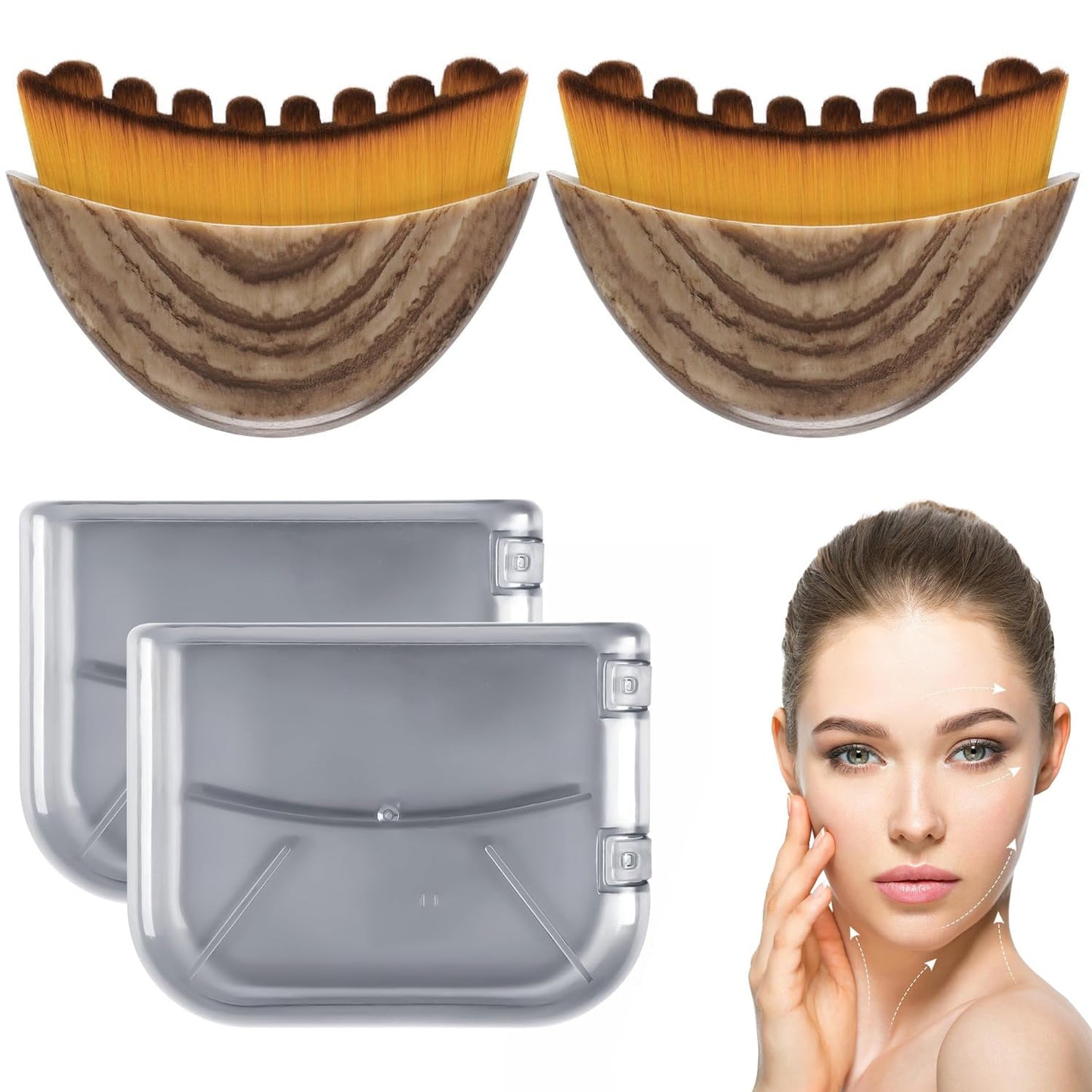JBSZTH Lymphatic Contour Face Brush 2-Pack Gua Sha Massage Tool Drainage