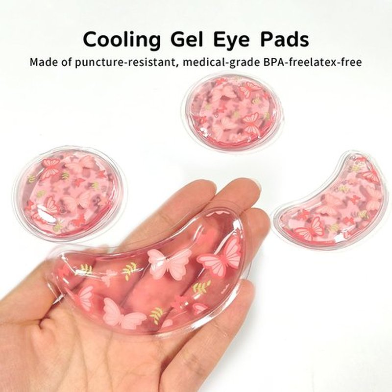CONBELLA Gel Ice Pack Reusable Cooling Eye Pads and Under Patches,Eye Hot Cold Treatment for Redness,Pain Relief Relax (Butterflies)