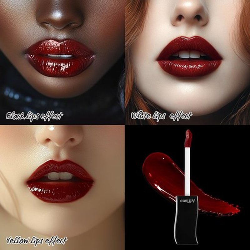 oygcee Gothic Red Lip Gloss - Moisturizing, Long-Lasting, Smudge-Proof & Waterproof | High Pigmented, Vegan, Cruelty-Free, Non-Sticky Glossy Finish for Bold Vampire Looks & Daily Wear