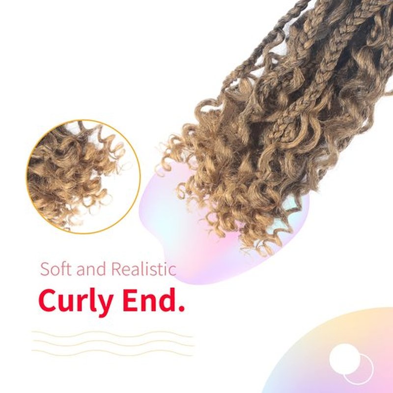 Niseyo Goddess Box Braids Crochet Hair 16 Inch 8 Packs Short Crochet Box Braids Pre Looped Curly Ends Boho Style Synthetic Hair (T27/Ombre Blonde)