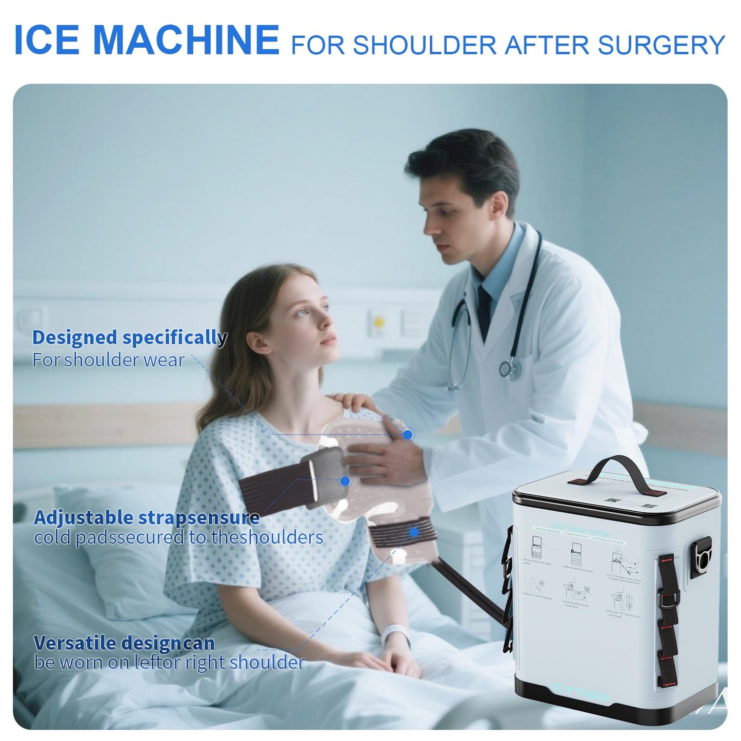 ICYTHRP Cold Therapy Machine with Programmable Timer, FSA Eligible HSA, Portable Ice Machine for Shoulder After Surgery, Shoulder Replacement Recovery System with Specific Shoulder Pad