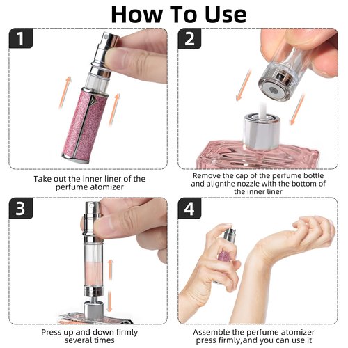muilsae AB00DB Leatherette Refillable Perfume Atomiser 5ml, Bottom Fill Perfume Bottle, Portable and Leak-proof Suitable for Women and Men (AB00DB 5ml)