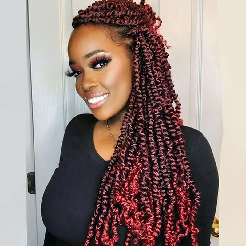 Passion Twist Hair - 18 Inch 7packs Ombre Burgundy Water Wave Crochet Braids Synthetic Braiding Hair Extensions (18 Inch 7Packs, T118)…