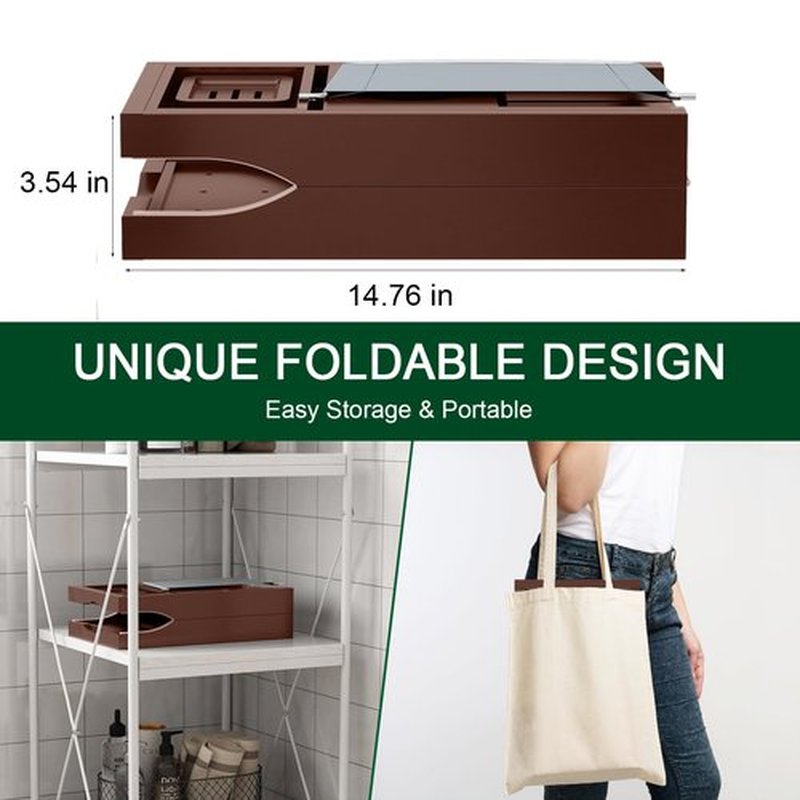 Foldable Bamboo Bathtub Caddy Tray Expandable for Luxury Bath, Bath Accessories & Table with Wine Glass Holder, Book Stand Bathroom Organizer with Extending Sides for Men/Women,Brown