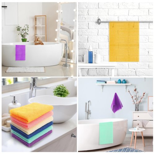 UJFQBH 6 Pieces African Net Sponge Long Bath Sponge Exfoliating Shower Body Scrubber for Daily Use, Terrific for Smoother Skin - Back Scrubber for a Refreshing Experience (Purple - Orange)