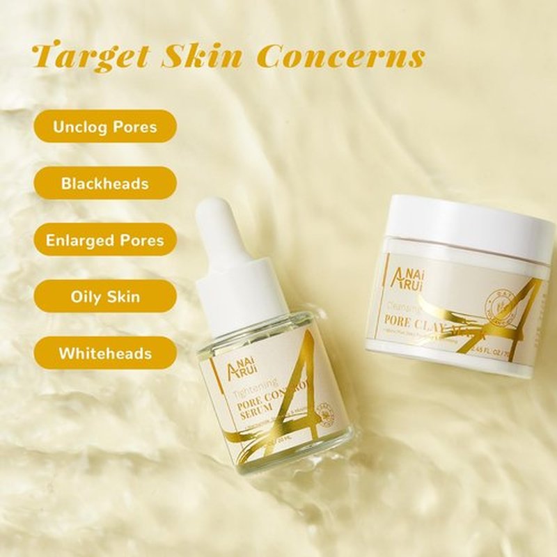 ANAI RUI 2 in-1 Pore SkinCare Set, Pore Clay Mask+Pore Minimizing Serum,Volcanic Pore Clay Mask for Nose&Face, Pore Reducer, Sebum Control Pore Exfoliating Solution, Skincare for Women