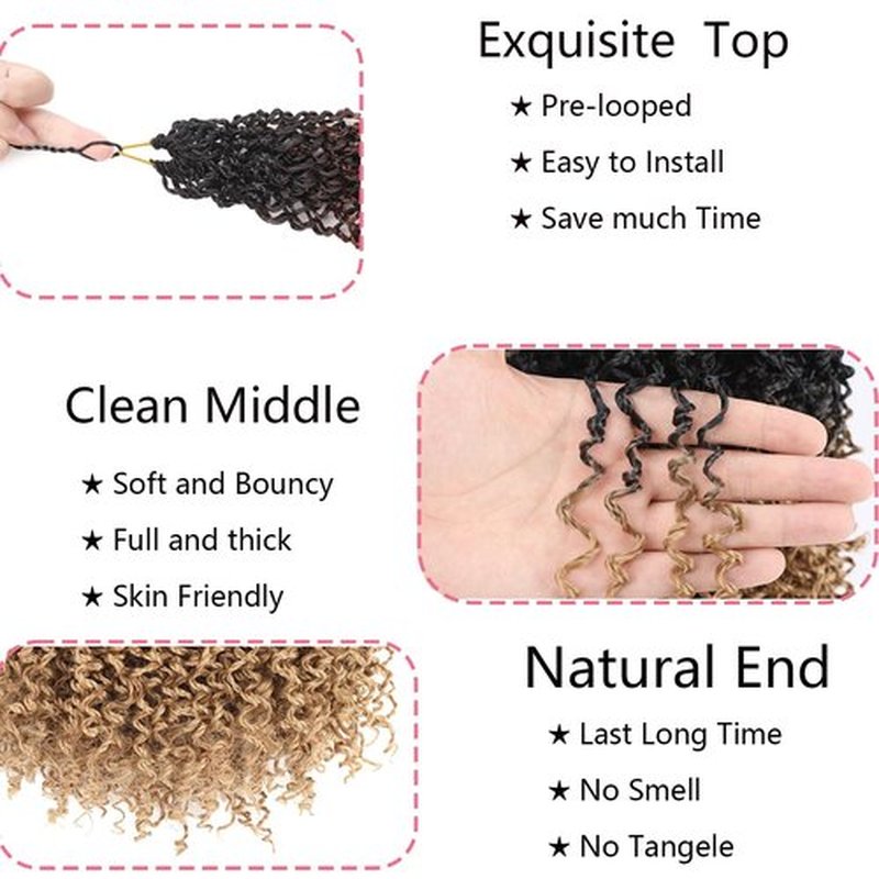 Fovbuty Pre-twisted Yanky Twists Crochet Braiding Hair 8inch Ombre Blonde Short Passion Twists Crochet Hair Pre-looped Curly Crochet Braids Hair Extensions for Butterfly Locs 1B/27#-9packs