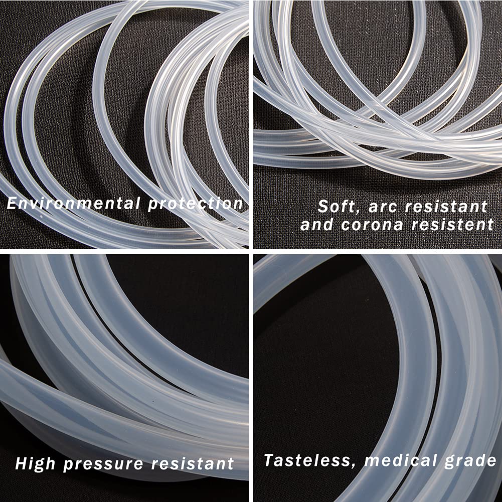 Quickun Pure Silicone Tubing, 3mm ID x 5mm OD High Temp Food Grade Tube Pure Silicone Hose Tube for Home Brewing, Beer Line, Kegerator, Wine Making, Aquaponics, Air Hose by Proper Pour (3.28 Ft)