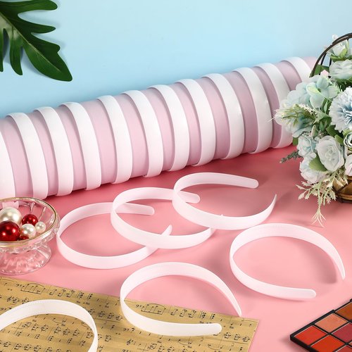XunYee 100 Pcs Plastic Headbands with Teeth Plain Hair Bands for Women Girls DIY Hair Accessories (White, 20 mm)